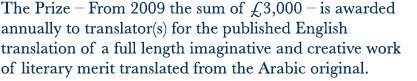 �2000 awarded annually to translator(s)