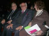 Farouk Mustafa, Khairy Shalaby and Elaine Feinstein at the award ceremony